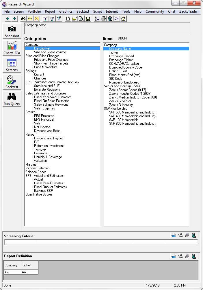 Data Items